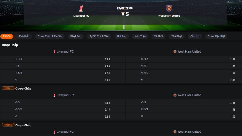 Liverpool vs West Ham